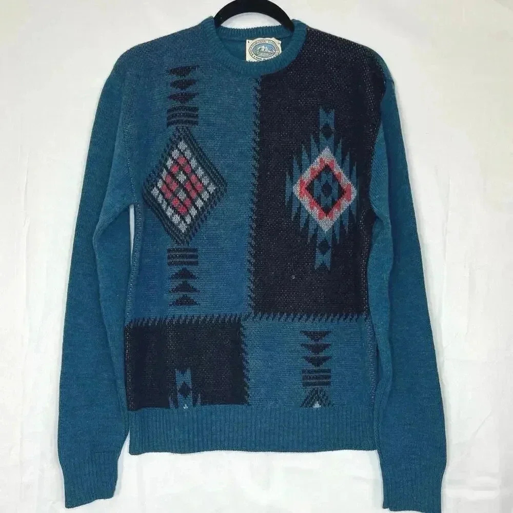 VTG ENVIRONMENTAL CLOTHING Women Wool Pullover Sweater Boho Size L Multicolor